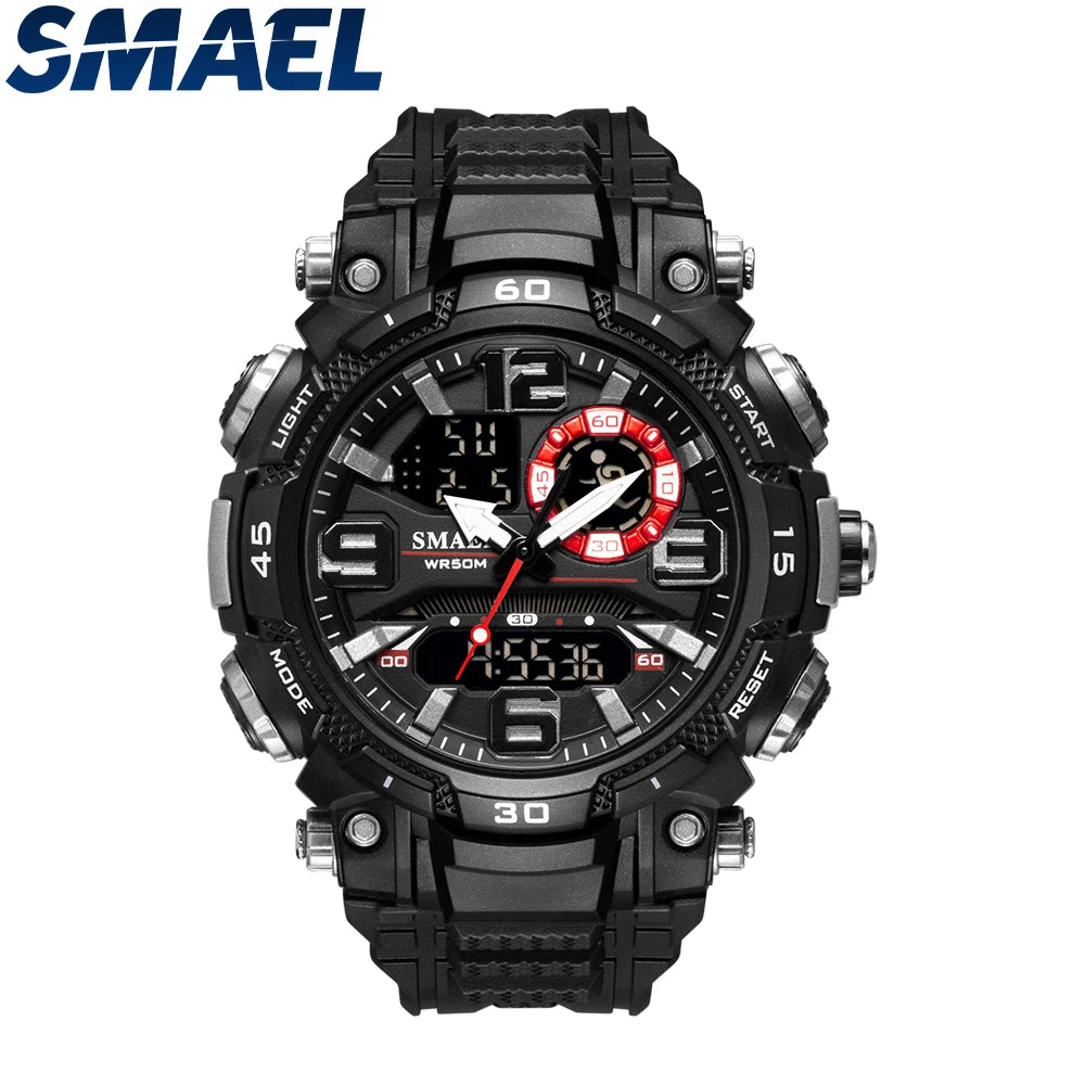 SMAEL Watch for Men Waterproof 50M Luxury Brand Dual Time Zone Men's Digital Wrist Watch Electronic Clock 1921