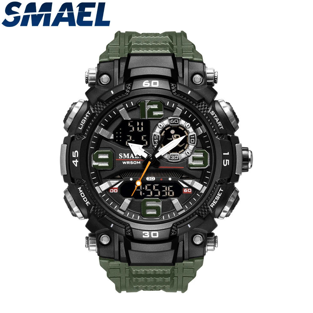 SMAEL Watch for Men Waterproof 50M Luxury Brand Dual Time Zone Men's Digital Wrist Watch Electronic Clock 1921