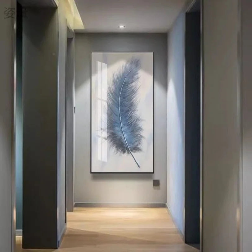Shimmering Serenity: Crystal-Embedded Porcelain Artwork Shallow Atmosphere with Seven Horses Hanging Paintings and LED Lights