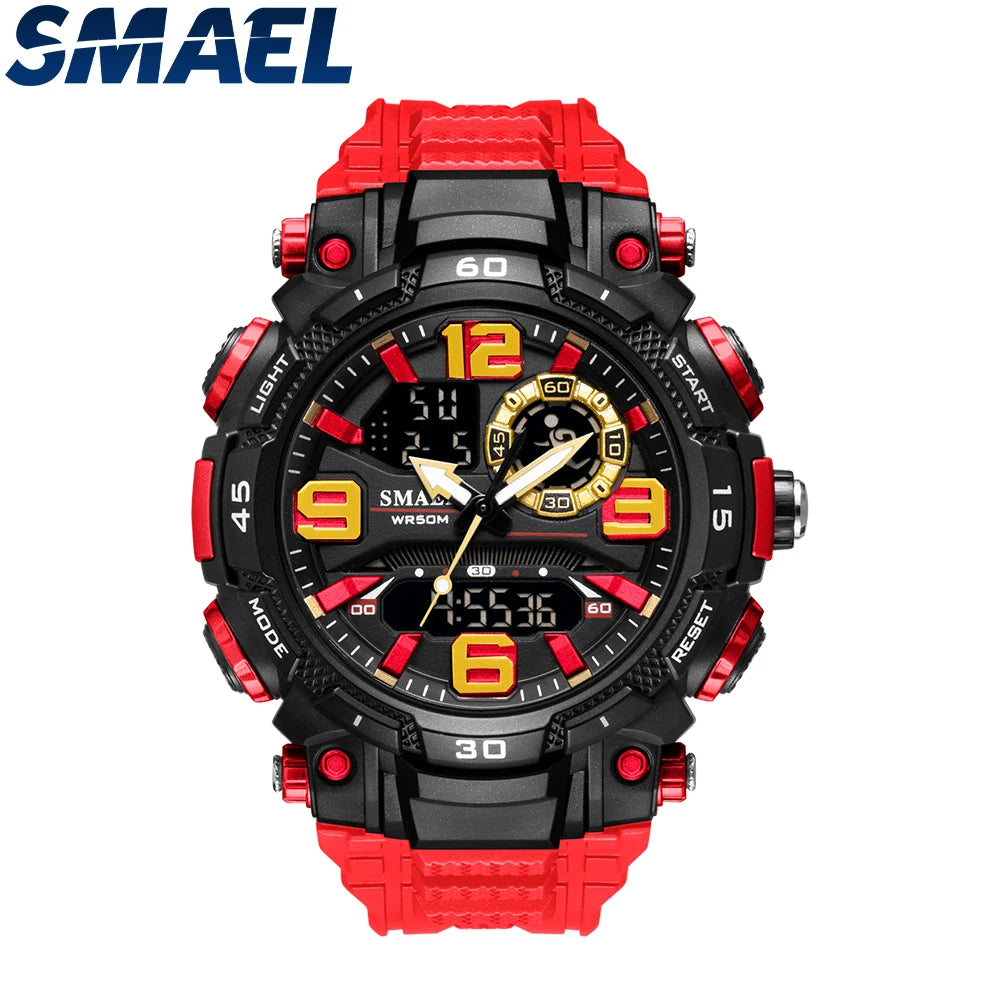 SMAEL Watch for Men Waterproof 50M Luxury Brand Dual Time Zone Men's Digital Wrist Watch Electronic Clock 1921