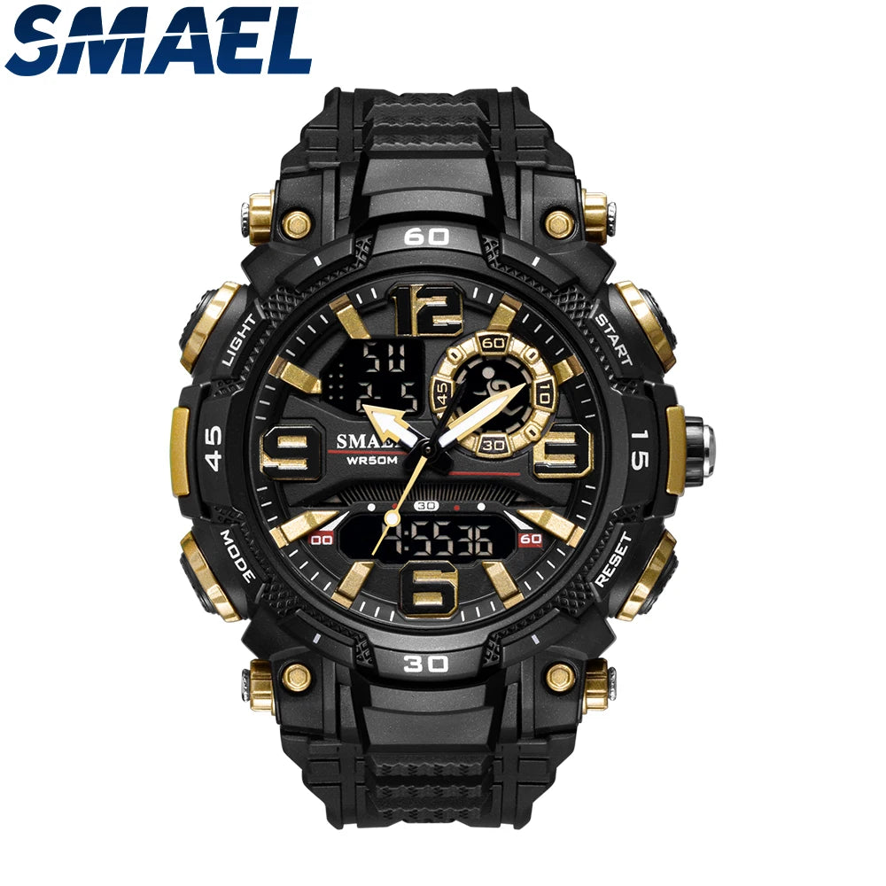 SMAEL Watch for Men Waterproof 50M Luxury Brand Dual Time Zone Men's Digital Wrist Watch Electronic Clock 1921