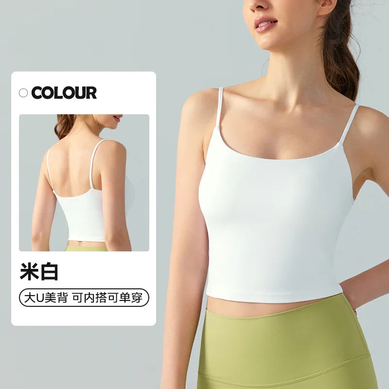 Women's Breathable Sports Bra Crop Tank Top Wireless Cami Shirt for Fitness Yoga Workout Running Seamless Padded Design