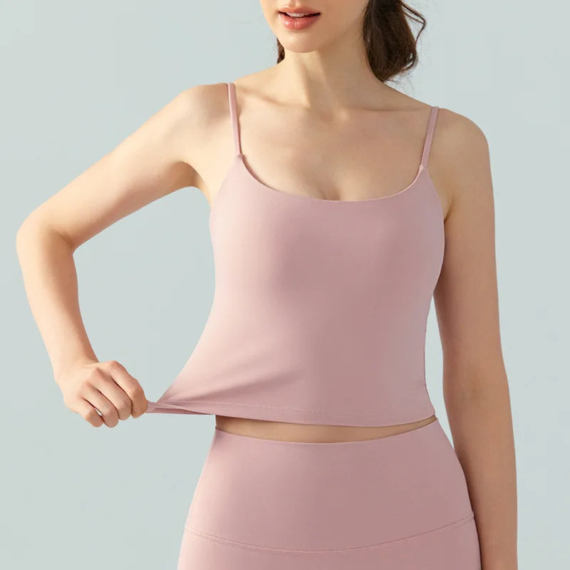 Women's Breathable Sports Bra Crop Tank Top Wireless Cami Shirt for Fitness Yoga Workout Running Seamless Padded Design