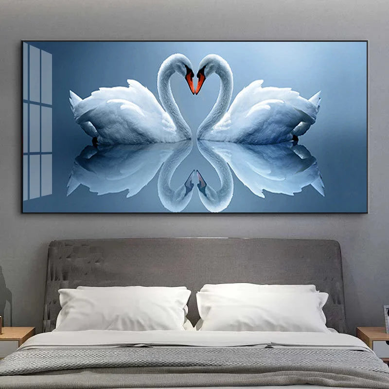Shimmering Serenity: Crystal-Embedded Porcelain Artwork Shallow Atmosphere with Seven Horses Hanging Paintings and LED Lights