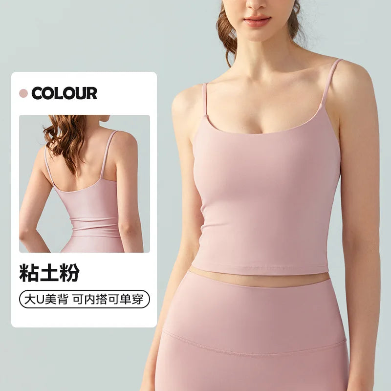 Women's Breathable Sports Bra Crop Tank Top Wireless Cami Shirt for Fitness Yoga Workout Running Seamless Padded Design