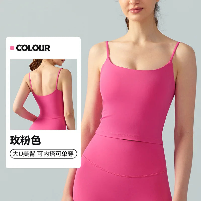 Women's Breathable Sports Bra Crop Tank Top Wireless Cami Shirt for Fitness Yoga Workout Running Seamless Padded Design