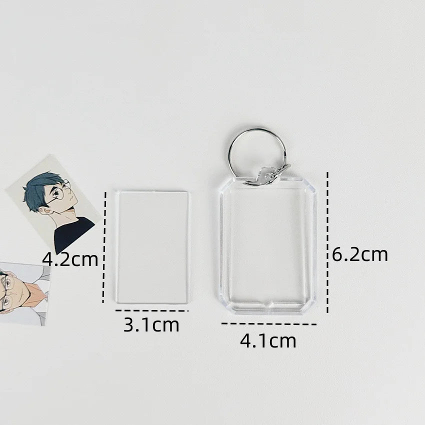 5pcs Blank Photo Frame Keychain Clear Acrylic Keyring Insert Photo Split Key Pendant DIY Key Holder Couple Anniversary Gifts