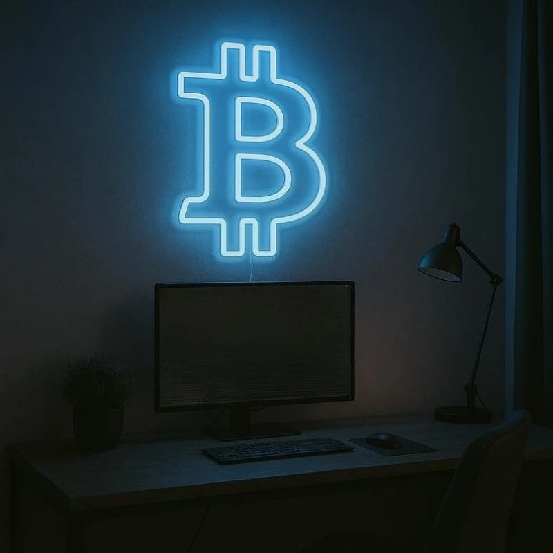 Bitcoin Neon Sign Handmade Neon Light for Wall Decor Led Signs for Bedroom Living Room Office Cafe Bar Gaming Room Decoration