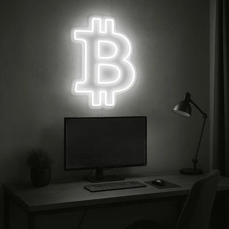 Bitcoin Neon Sign Handmade Neon Light for Wall Decor Led Signs for Bedroom Living Room Office Cafe Bar Gaming Room Decoration