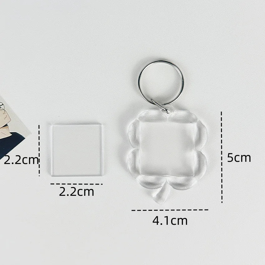 5pcs Blank Photo Frame Keychain Clear Acrylic Keyring Insert Photo Split Key Pendant DIY Key Holder Couple Anniversary Gifts