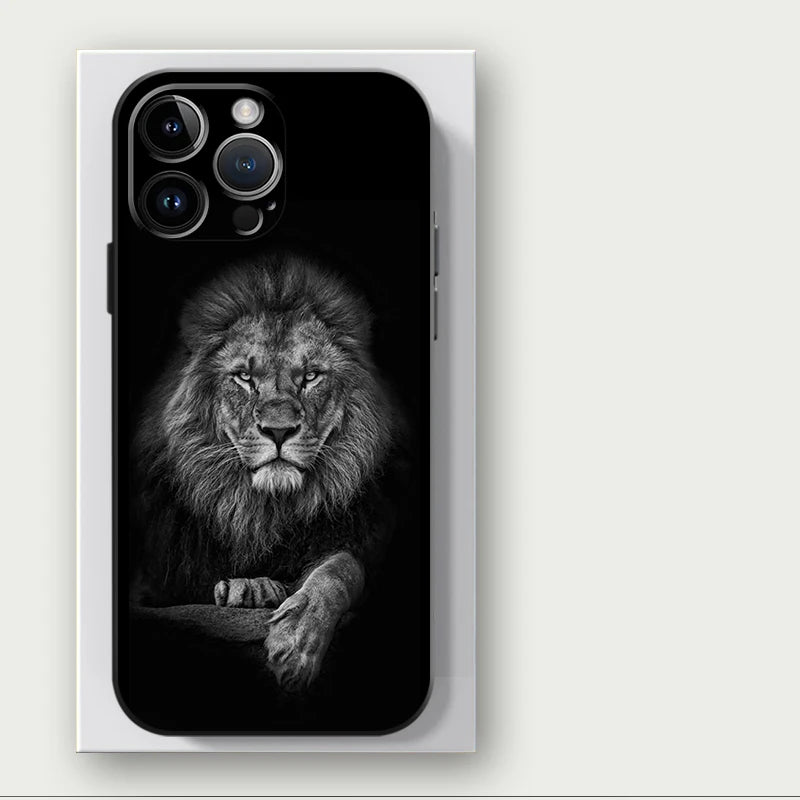 Lions Animal Case for iPhone 16 15Pro 12 13 14 11 Pro Max XR 7 8 SE XS MAX 12Mini 16 Plus 14Pro 13Pro Phone Cover Capa