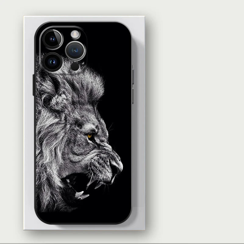 Lions Animal Case for iPhone 16 15Pro 12 13 14 11 Pro Max XR 7 8 SE XS MAX 12Mini 16 Plus 14Pro 13Pro Phone Cover Capa