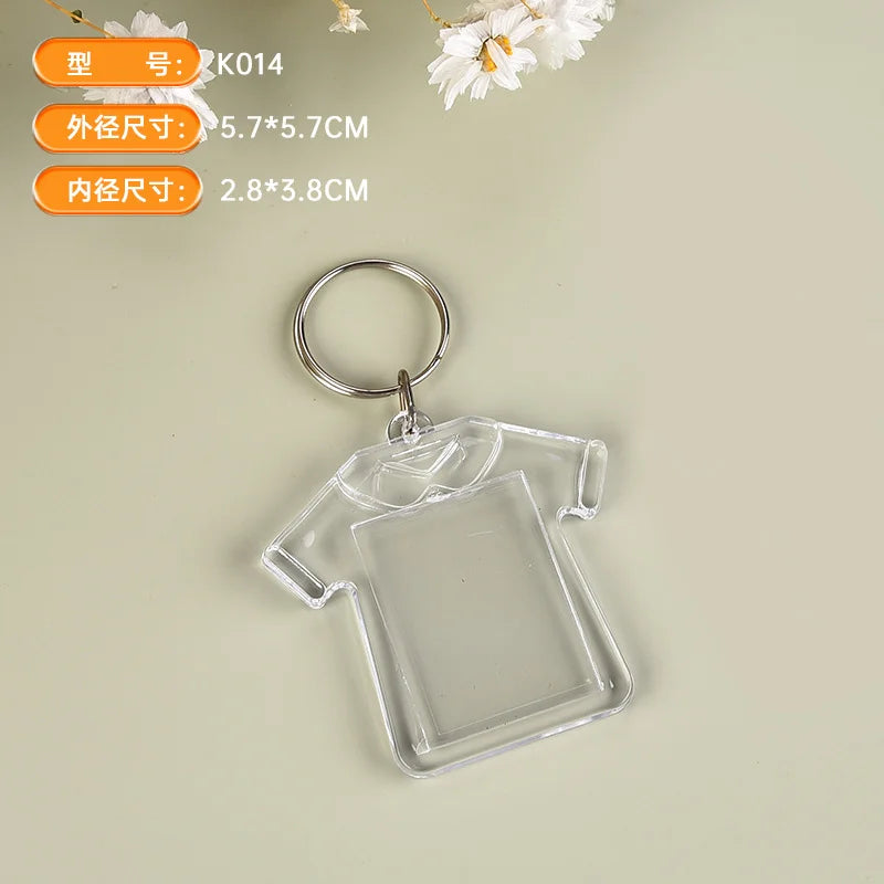 5pcs Blank Photo Frame Keychain Clear Acrylic Keyring Insert Photo Split Key Pendant DIY Key Holder Couple Anniversary Gifts
