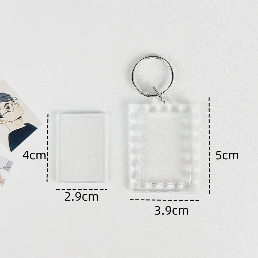 5pcs Blank Photo Frame Keychain Clear Acrylic Keyring Insert Photo Split Key Pendant DIY Key Holder Couple Anniversary Gifts