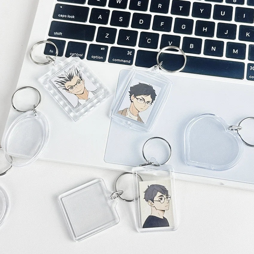 5pcs Blank Photo Frame Keychain Clear Acrylic Keyring Insert Photo Split Key Pendant DIY Key Holder Couple Anniversary Gifts