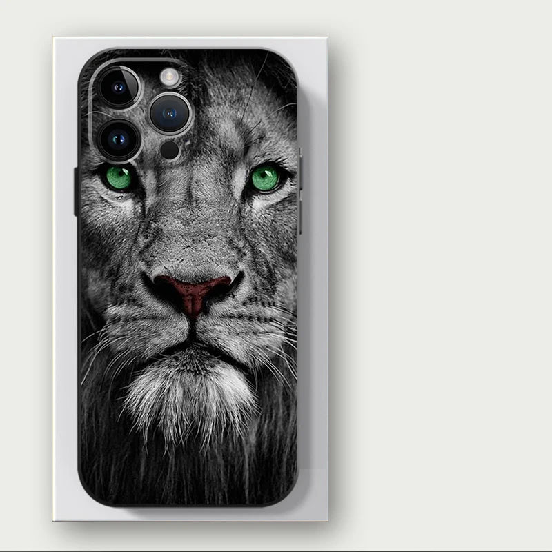 Lions Animal Case for iPhone 16 15Pro 12 13 14 11 Pro Max XR 7 8 SE XS MAX 12Mini 16 Plus 14Pro 13Pro Phone Cover Capa