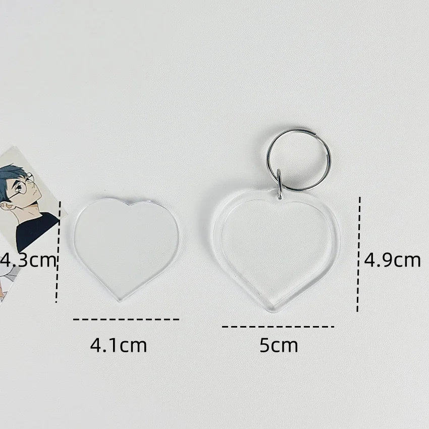 5pcs Blank Photo Frame Keychain Clear Acrylic Keyring Insert Photo Split Key Pendant DIY Key Holder Couple Anniversary Gifts