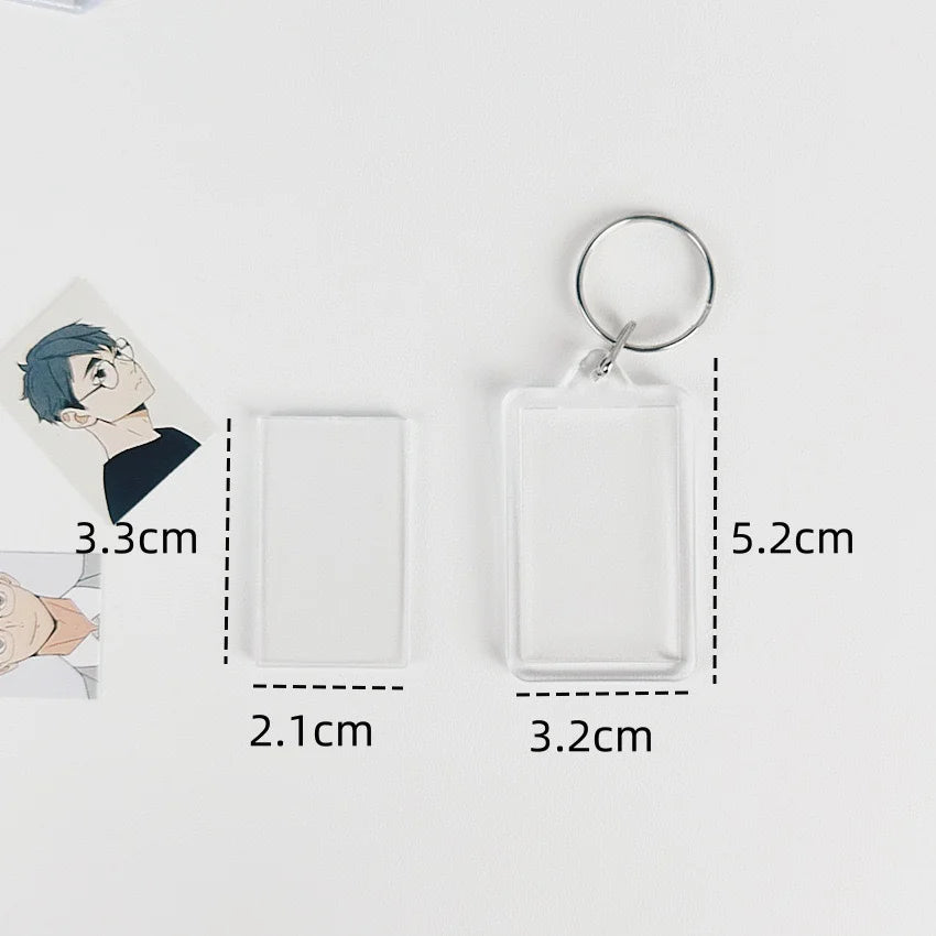 5pcs Blank Photo Frame Keychain Clear Acrylic Keyring Insert Photo Split Key Pendant DIY Key Holder Couple Anniversary Gifts