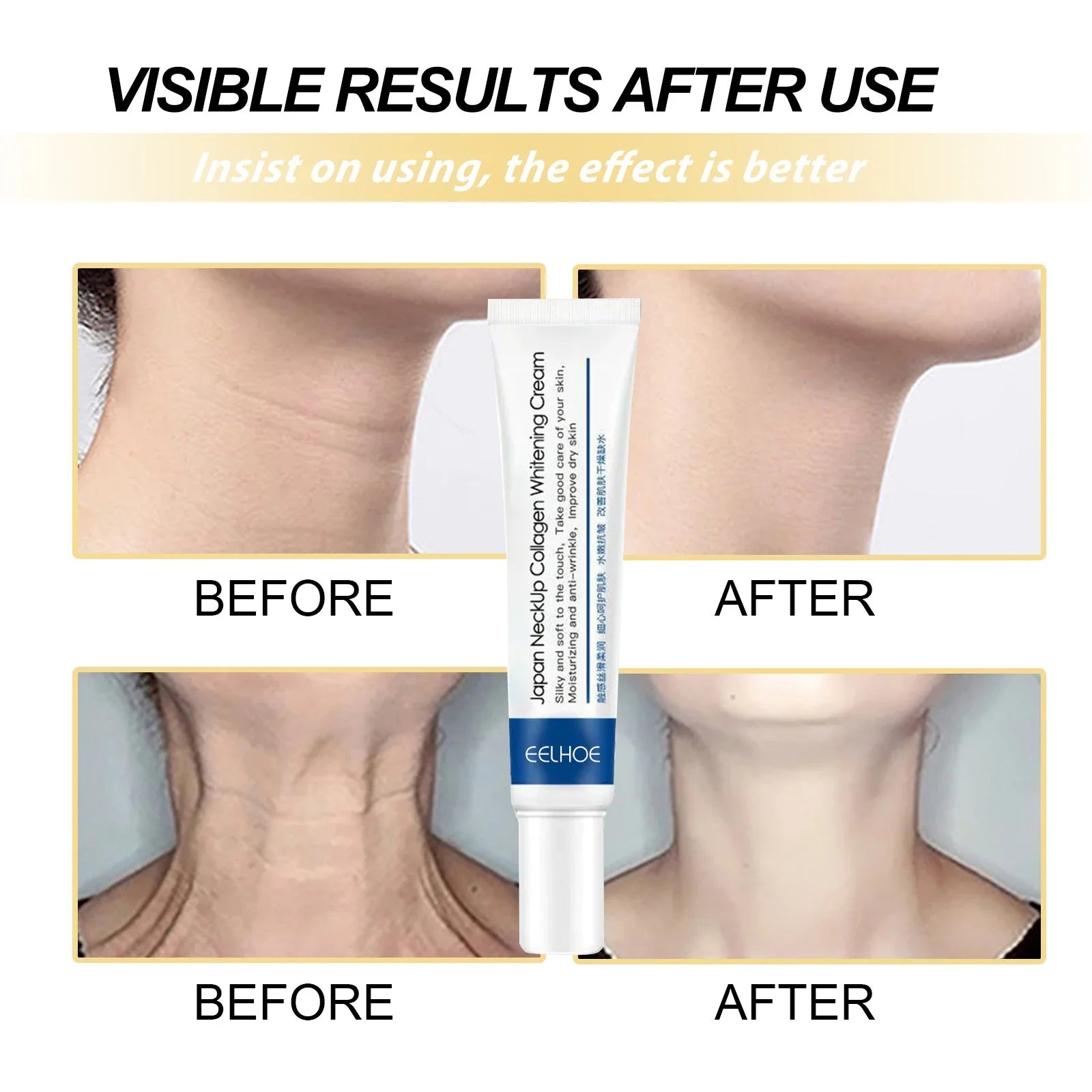 Collagen Neck Cream Anti-aging Whitening Moisturizing Tightening Lifting for Neck Double Chin Reducer Fine Lines Skin Care