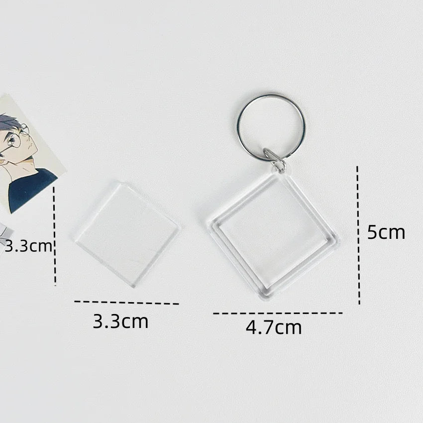 5pcs Blank Photo Frame Keychain Clear Acrylic Keyring Insert Photo Split Key Pendant DIY Key Holder Couple Anniversary Gifts