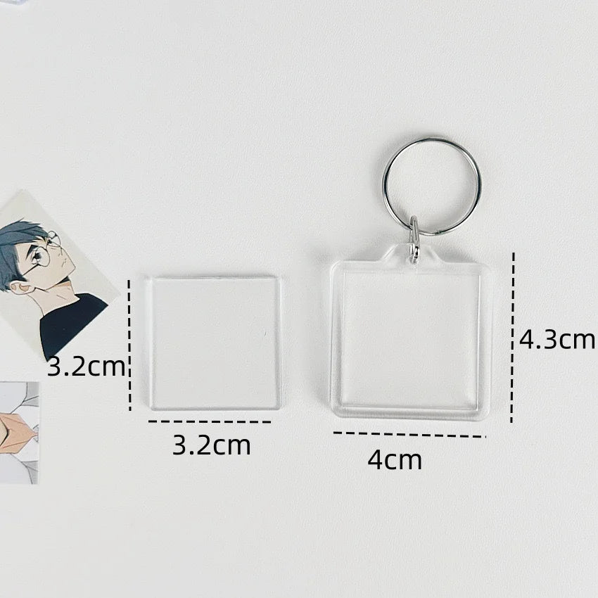 5pcs Blank Photo Frame Keychain Clear Acrylic Keyring Insert Photo Split Key Pendant DIY Key Holder Couple Anniversary Gifts