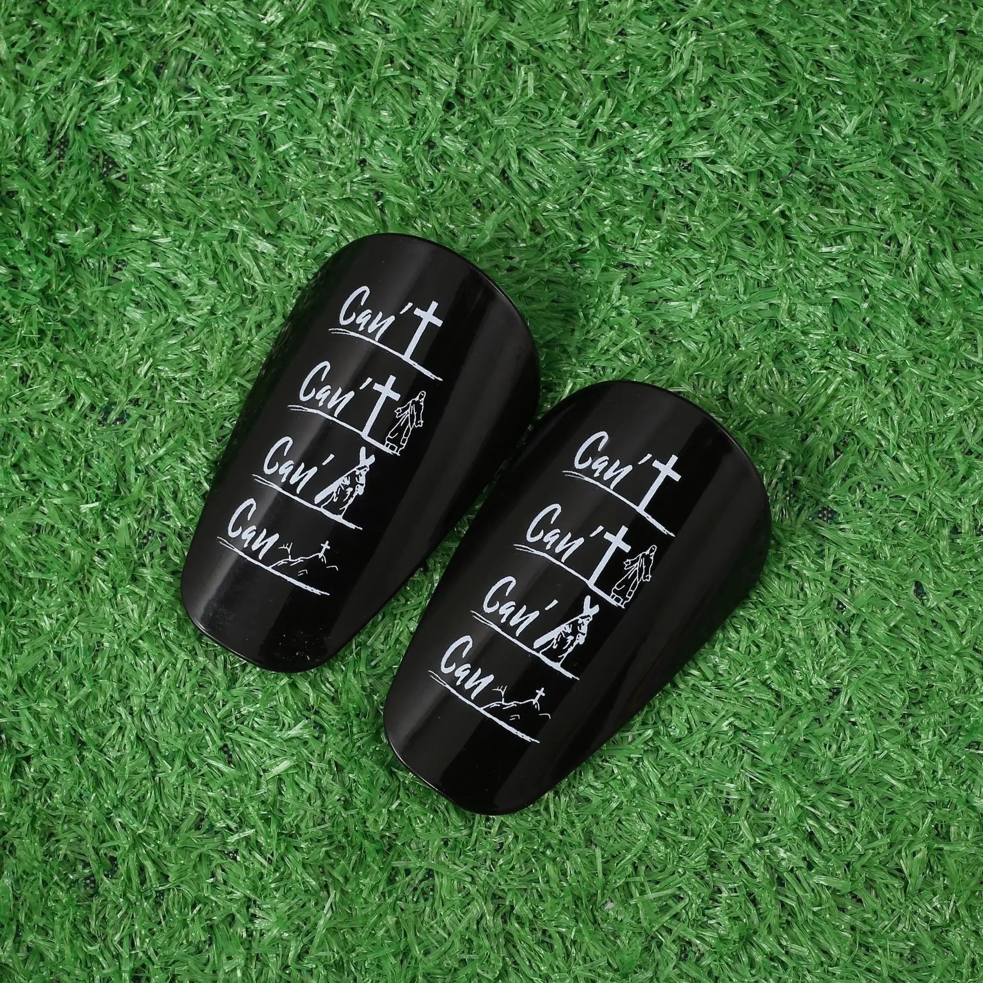 1/6 Pair M/L Size Soccer Shin Guards Personalized Graffiti Trendy Style for Adult and Youth Match Training