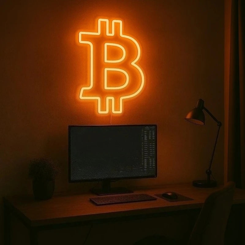 Bitcoin Neon Sign Handmade Neon Light for Wall Decor Led Signs for Bedroom Living Room Office Cafe Bar Gaming Room Decoration