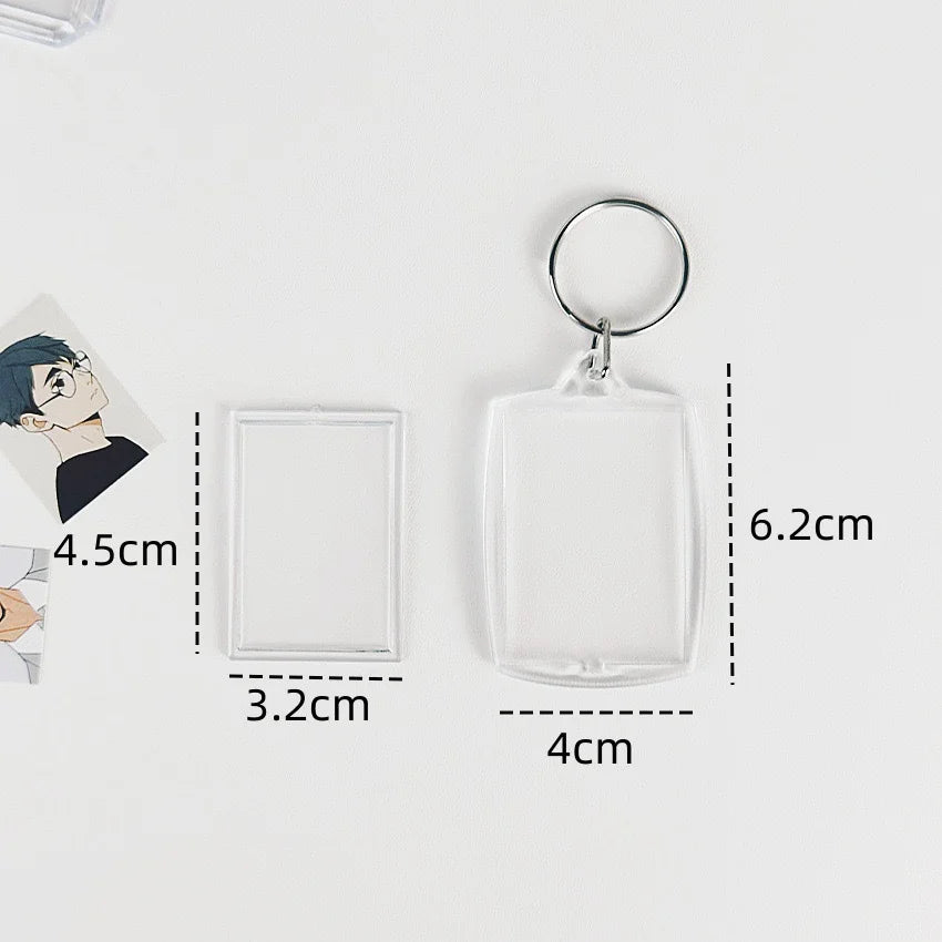 5pcs Blank Photo Frame Keychain Clear Acrylic Keyring Insert Photo Split Key Pendant DIY Key Holder Couple Anniversary Gifts