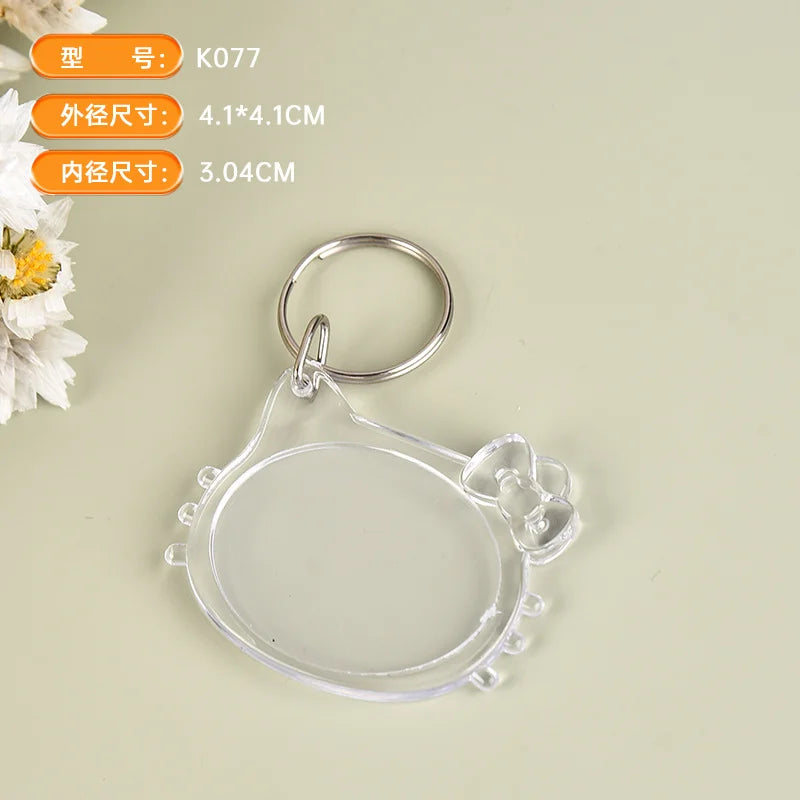5pcs Blank Photo Frame Keychain Clear Acrylic Keyring Insert Photo Split Key Pendant DIY Key Holder Couple Anniversary Gifts