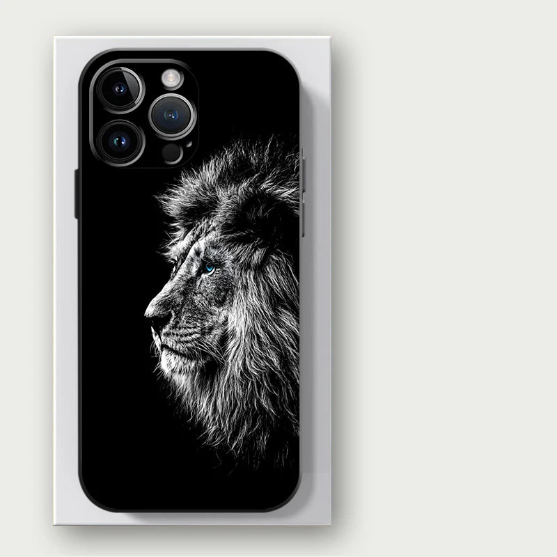 Lions Animal Case for iPhone 16 15Pro 12 13 14 11 Pro Max XR 7 8 SE XS MAX 12Mini 16 Plus 14Pro 13Pro Phone Cover Capa
