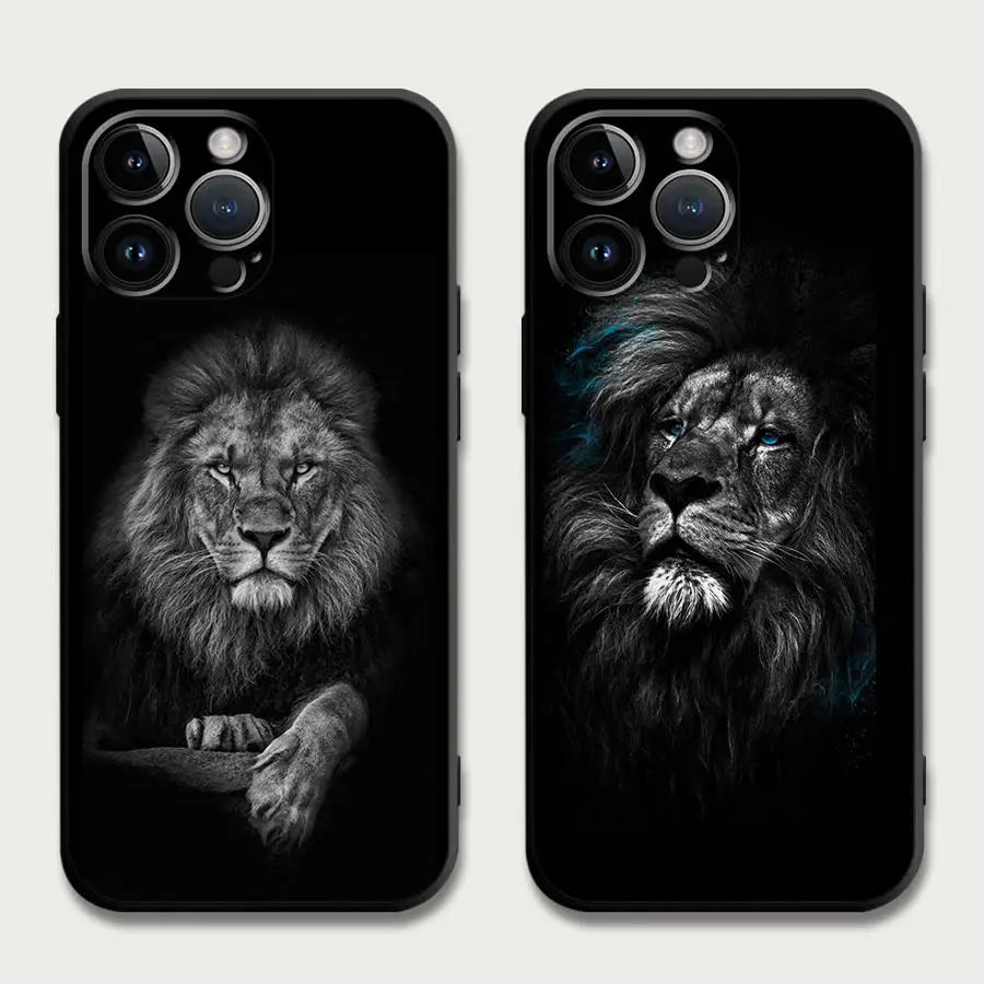 Lions Animal Case for iPhone 16 15Pro 12 13 14 11 Pro Max XR 7 8 SE XS MAX 12Mini 16 Plus 14Pro 13Pro Phone Cover Capa
