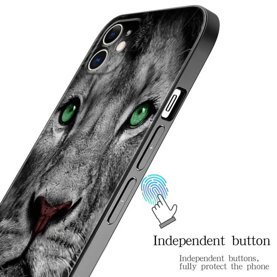 Lions Animal Case for iPhone 16 15Pro 12 13 14 11 Pro Max XR 7 8 SE XS MAX 12Mini 16 Plus 14Pro 13Pro Phone Cover Capa